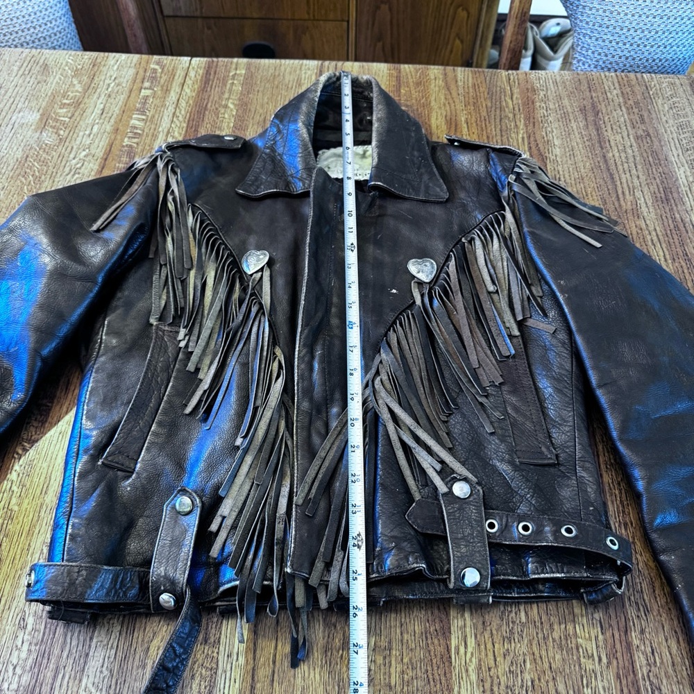 Rare Vintage Women’s (Fureal) Biker Style Fringe Dark Brown Leather Sz 40 - Picture 16 of 16